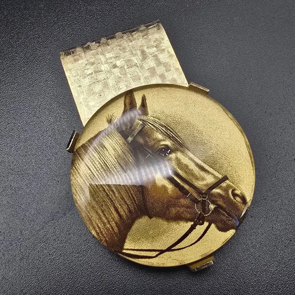 Vintage Horse Equestrian Themed Money Clip Gold Tone #1